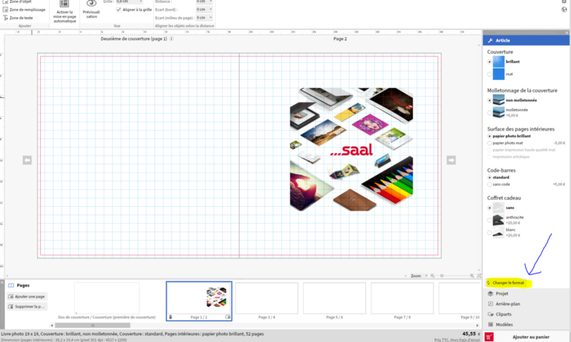 Changer le format d'un livre photo
